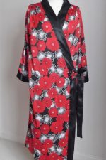 Red & Black Deco Floral Kimono Style Robe 1927