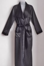 Kathryn-Black & White Wide Collar Wrap Robe-1937