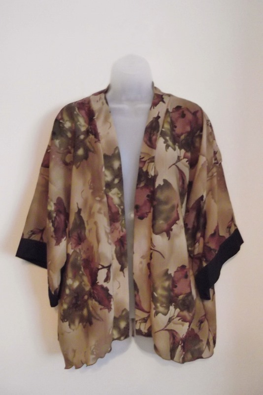 Burnt Sienna Watercolour Floral Kimono Jacket - Image 2
