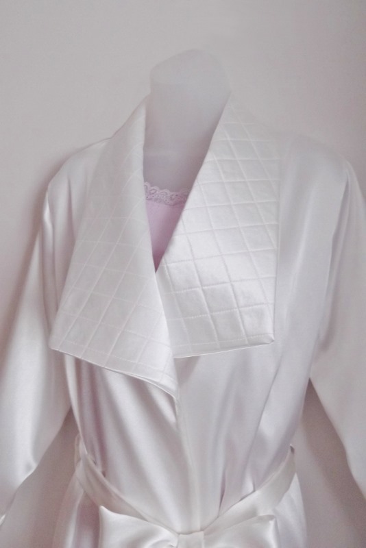 Jayne- Elegant Long Robe with Quilted Collar & Cuffs - Image 2