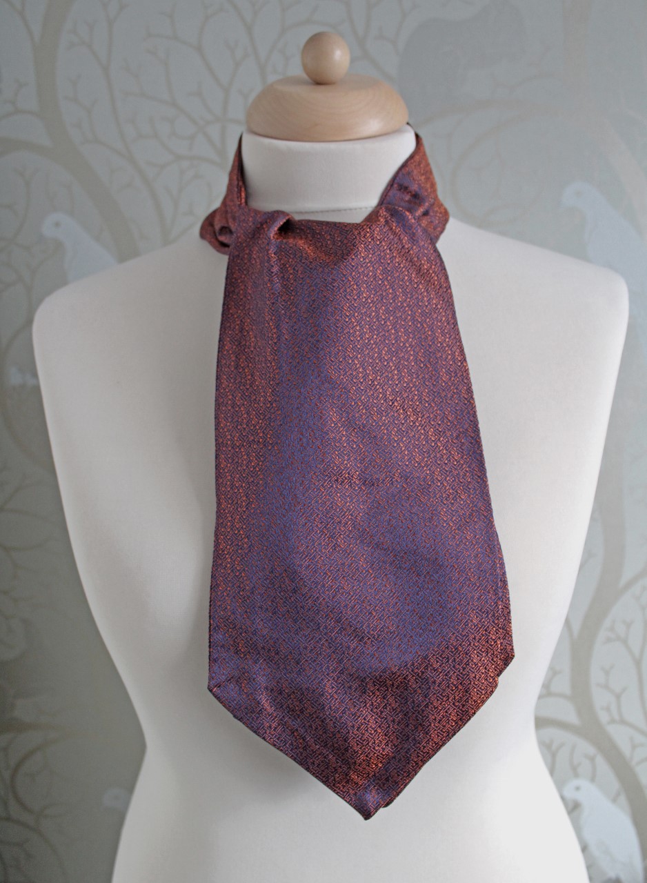 Navy & Copper Tiny Textures Silk Cravat