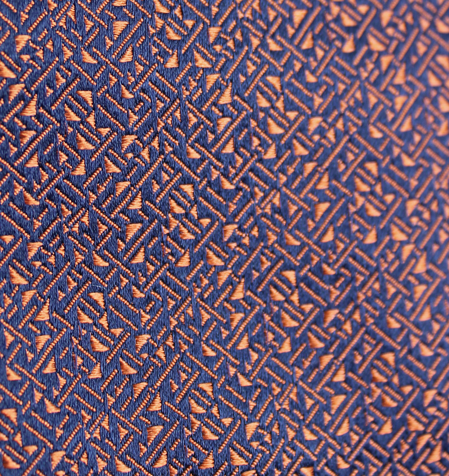 Navy & Copper Tiny Textures Silk Cravat - Image 2