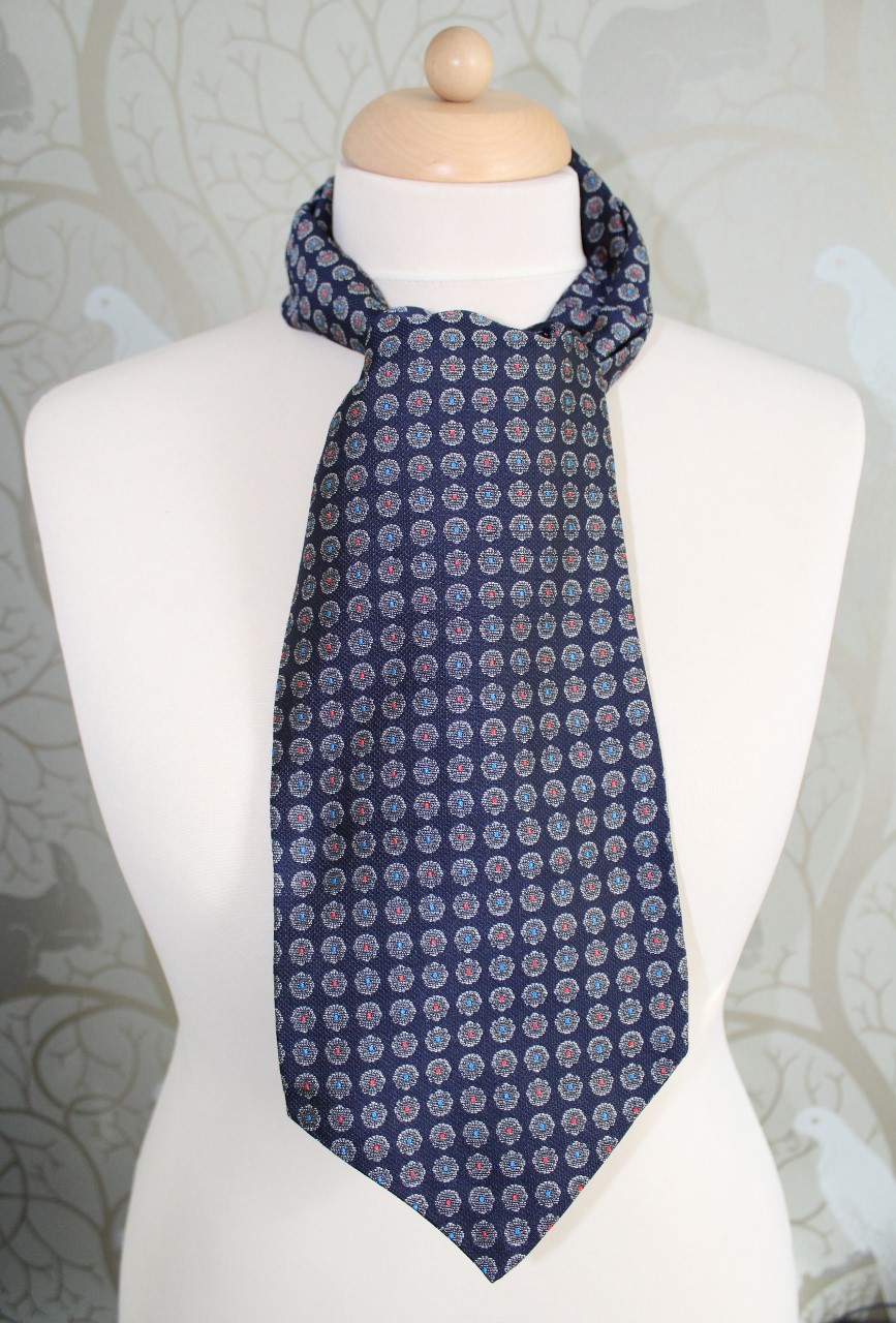 Navy Spots & Circles Silk Cravat