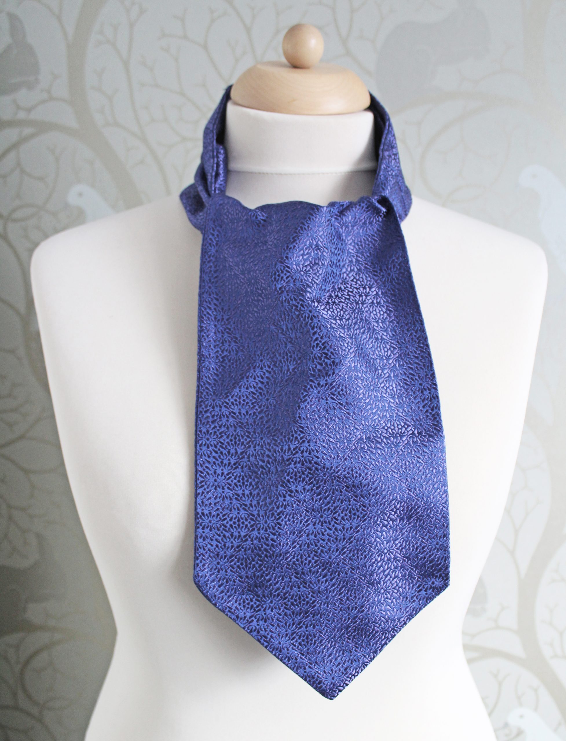 Rich Royal Blue Tiny Tiny Floral Silk Cravat