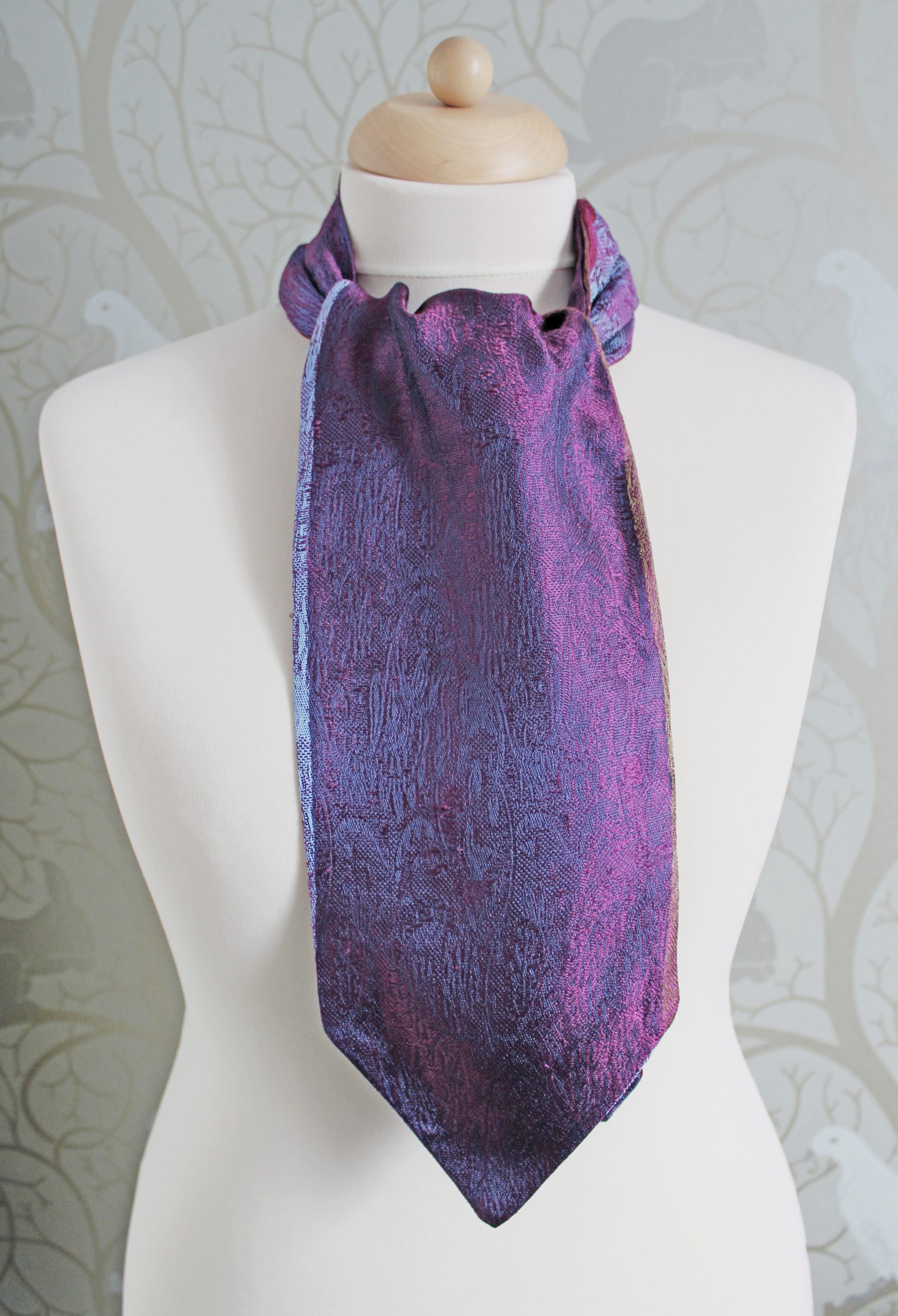 Stripey Soft Drape Silk Cravat - Image 2